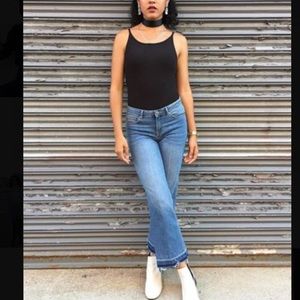 Straight cropped high waisted denim jeans