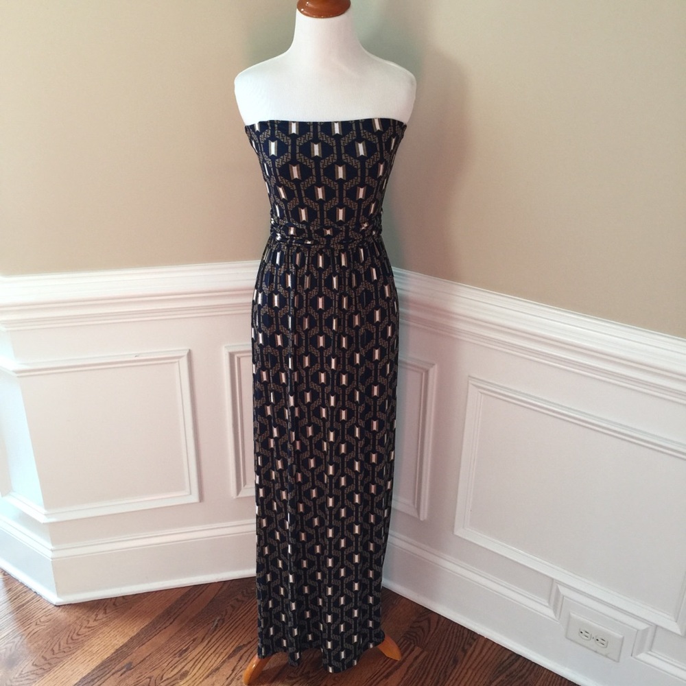 Navy & olive colored stretch maxi dress size Small
