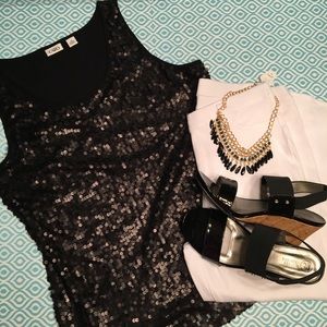 Sequined black tank