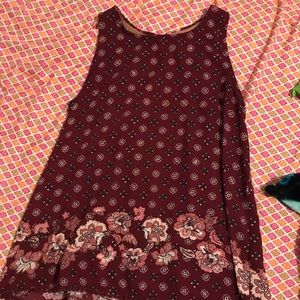 maroon print top