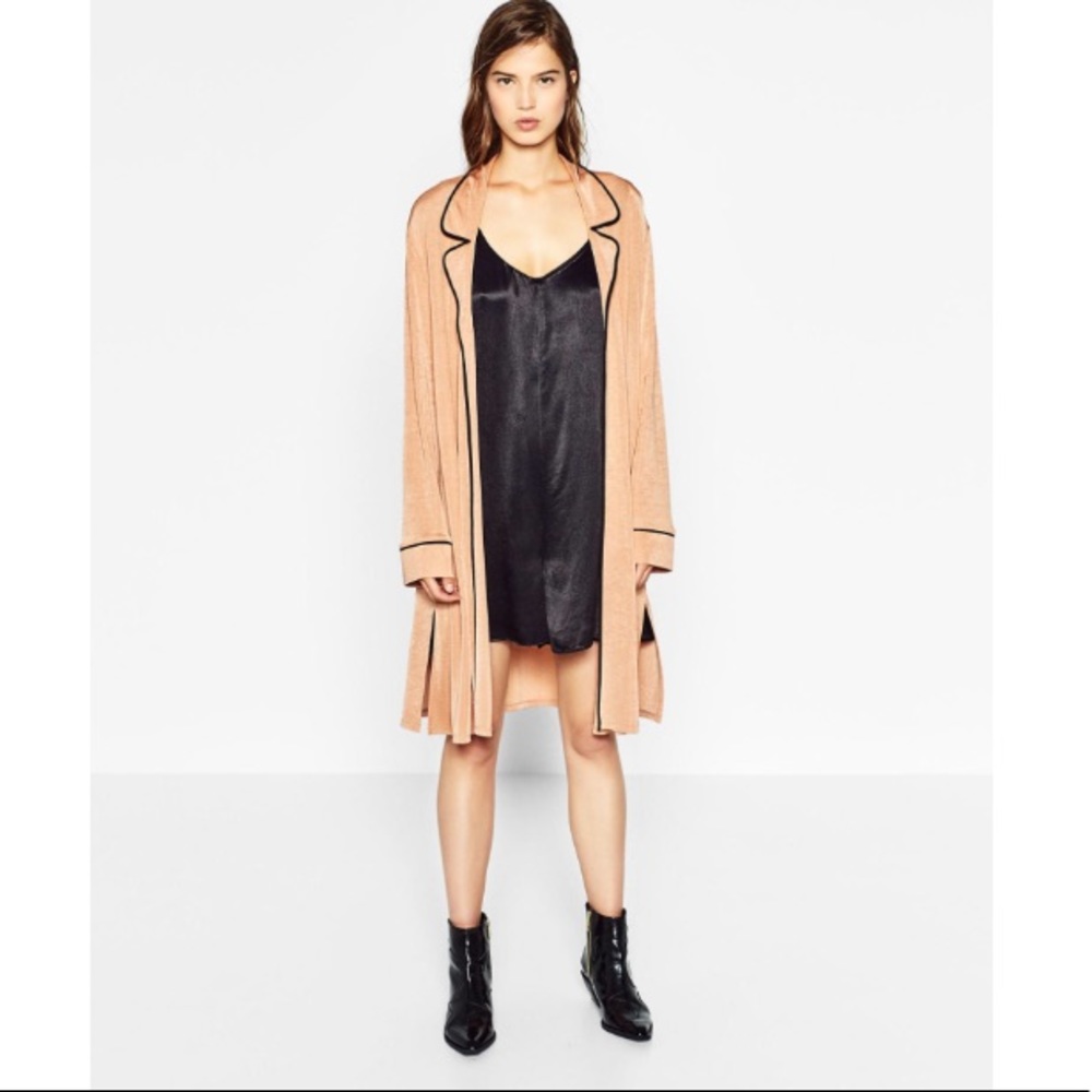 Salmon colored duster cardigan