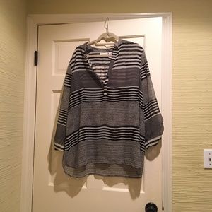 Black and White Striped Blouse