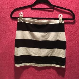 H&M Black and White Striped Mini Skirt