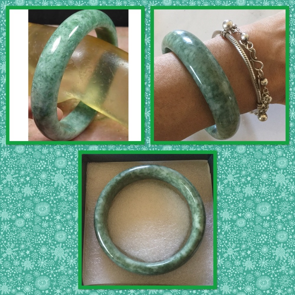 Last one Beautiful natural green jade bangle - Picture 2 of 4