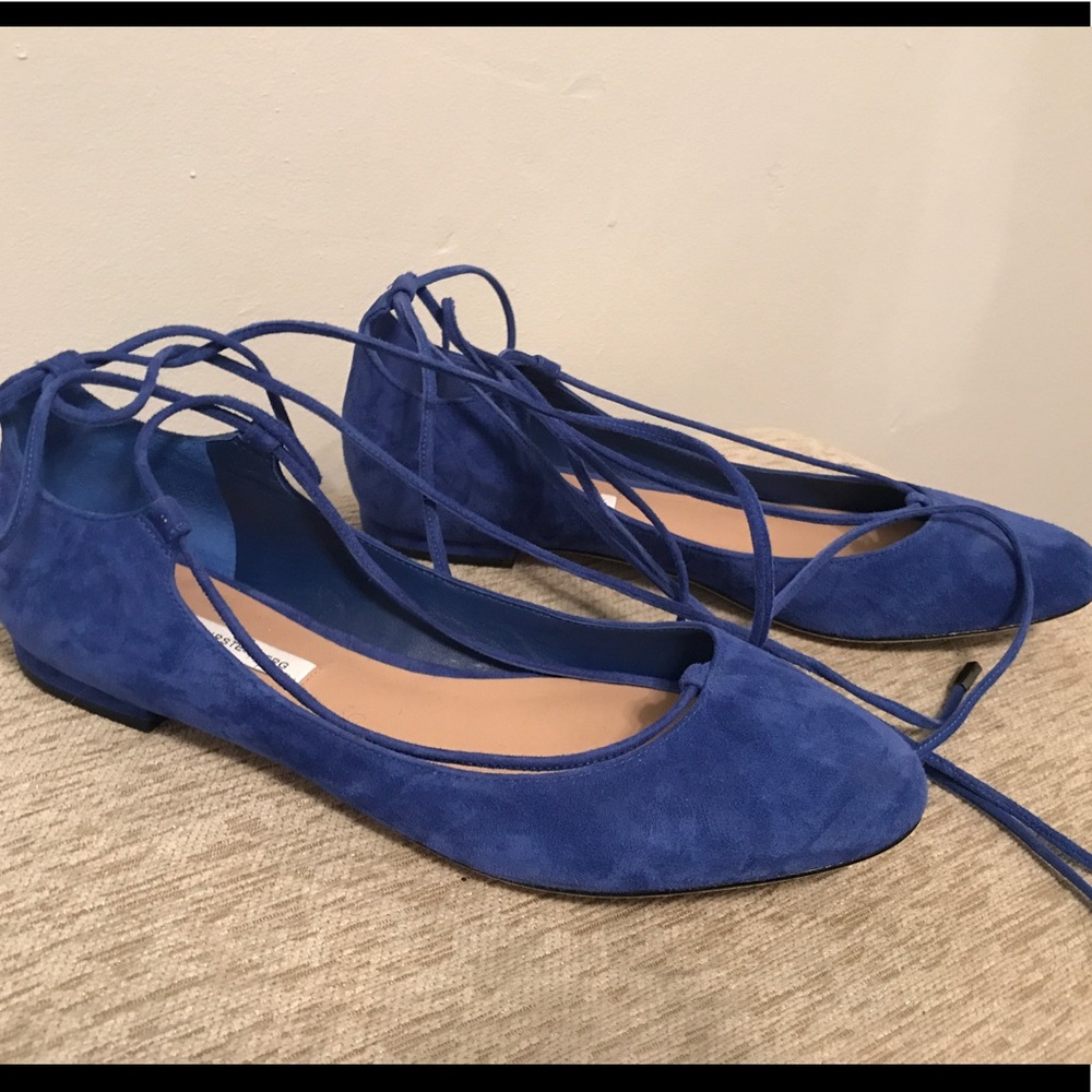 Diane Von Furstenberg "Paris" blue suede flats