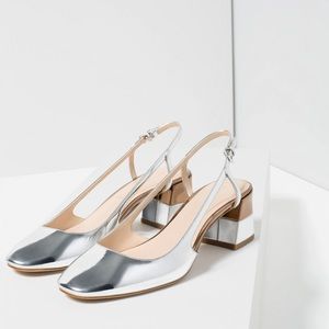 Zara Silver Block Heel