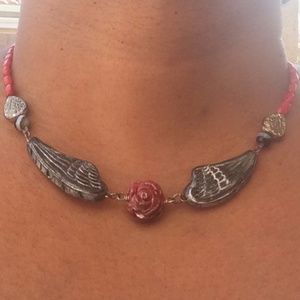 Winged Rose Women's Necklace Artisan Steampunk