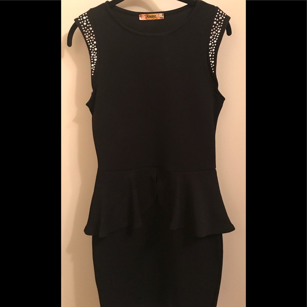 Black peplum cocktail dress