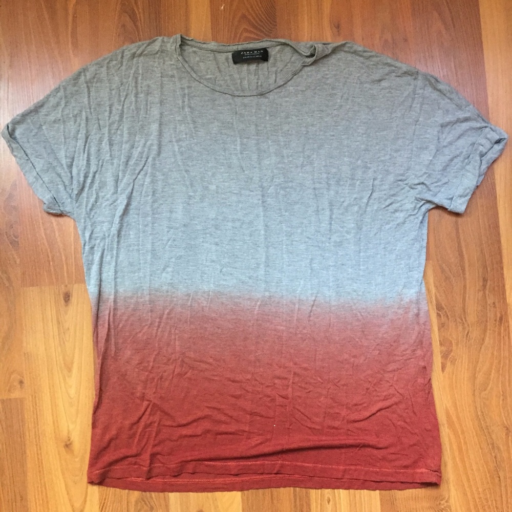 ZARA Man gray/red short sleeve