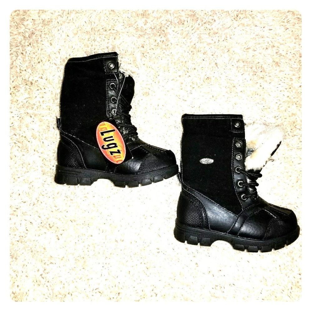 Lugz Black Infant Combat Boots with fur - NWT 6