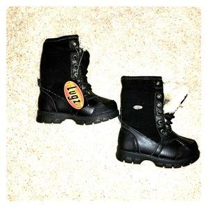 Lugz Black Infant Combat Boots with fur - NWT 6