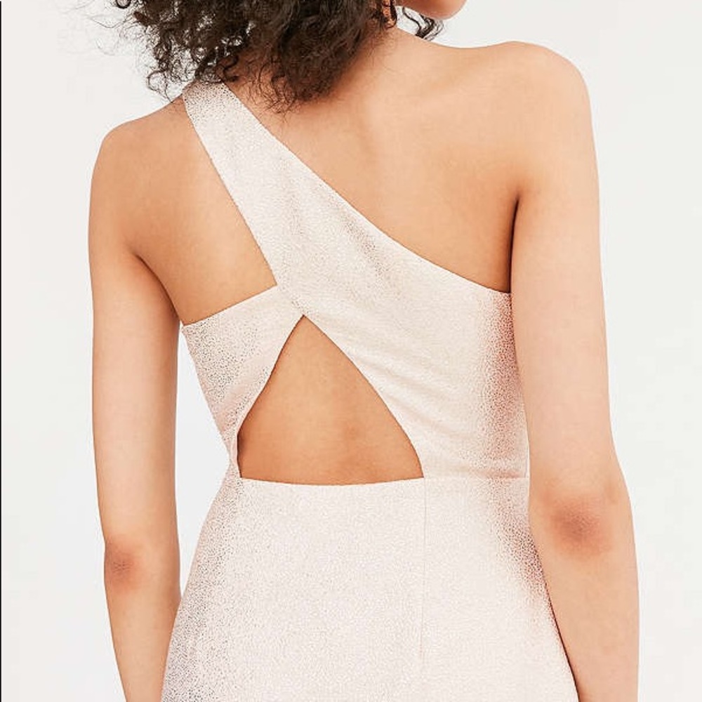 NWT UO Blush Glitter One Shoulder Slit Maxi Dress - Picture 3 of 8