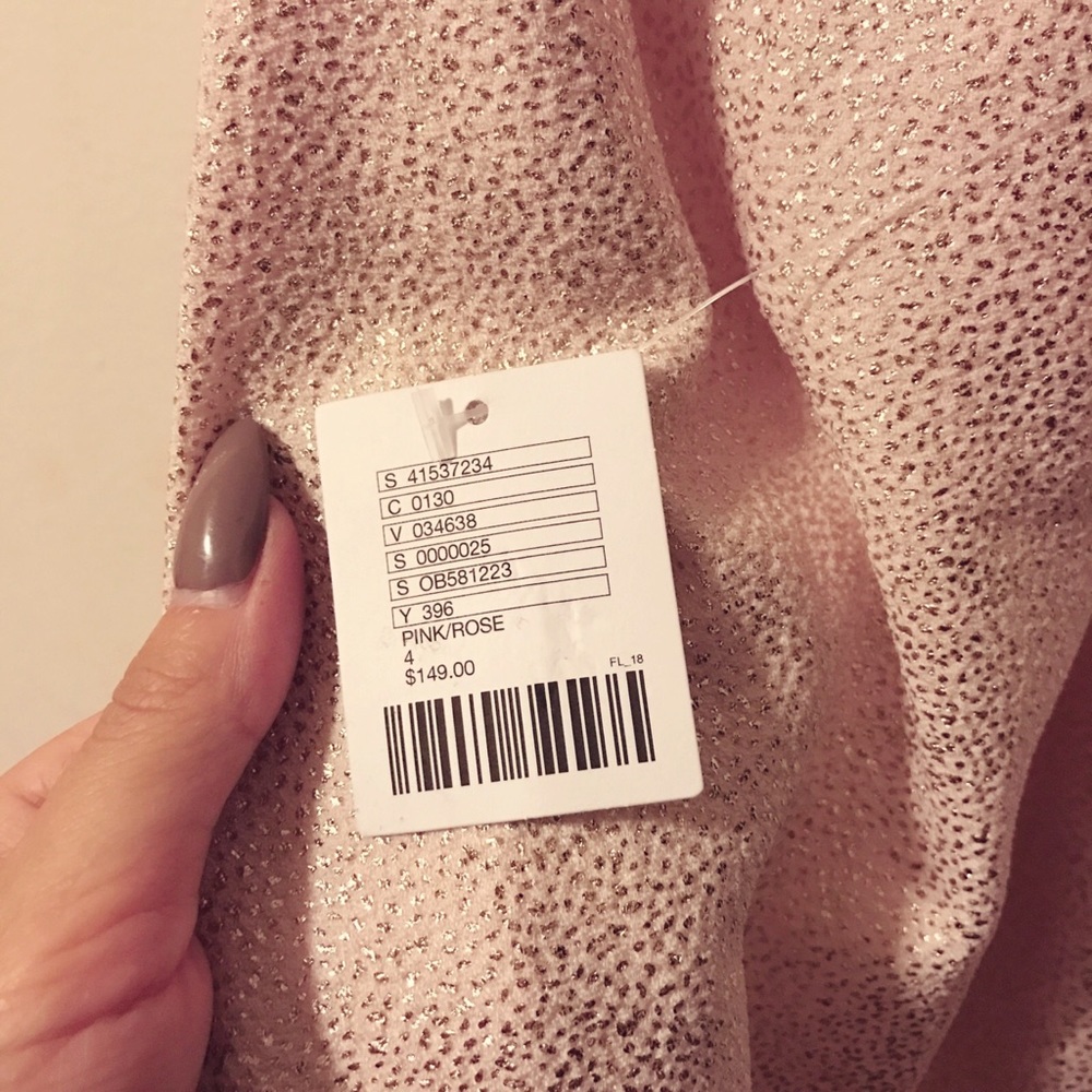 NWT UO Blush Glitter One Shoulder Slit Maxi Dress - Picture 8 of 8