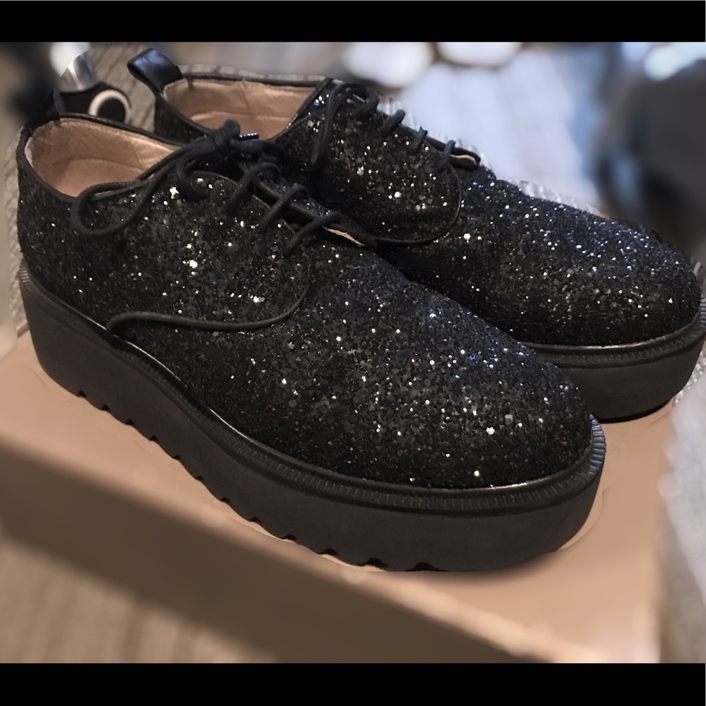 Glitter Platform Oxfords