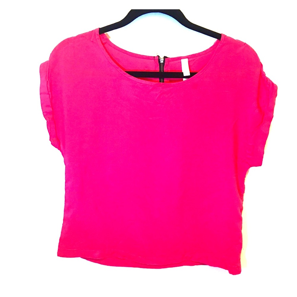 Hot pink Loose Short-Sleeved Top