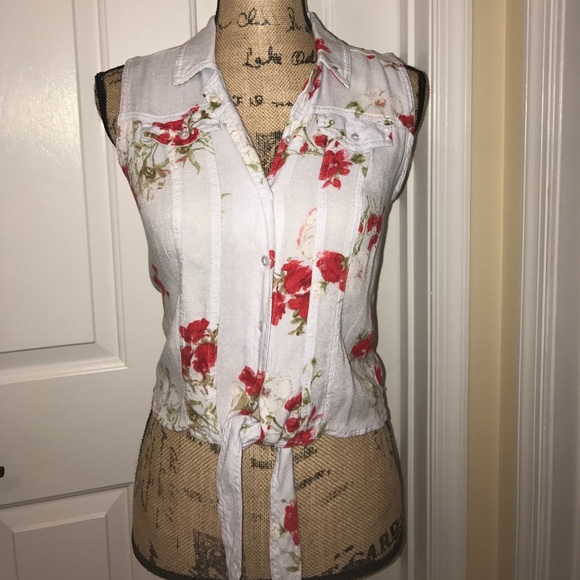 American Rag Tops - Floral Front-Tie Tank