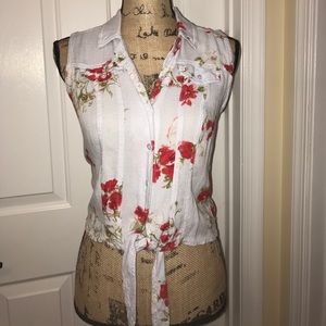 Floral Front-Tie Tank