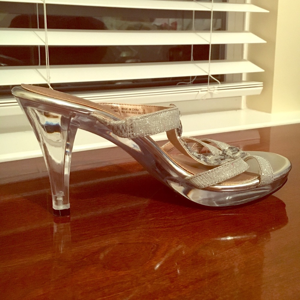 Silver Clear Sandal Heels