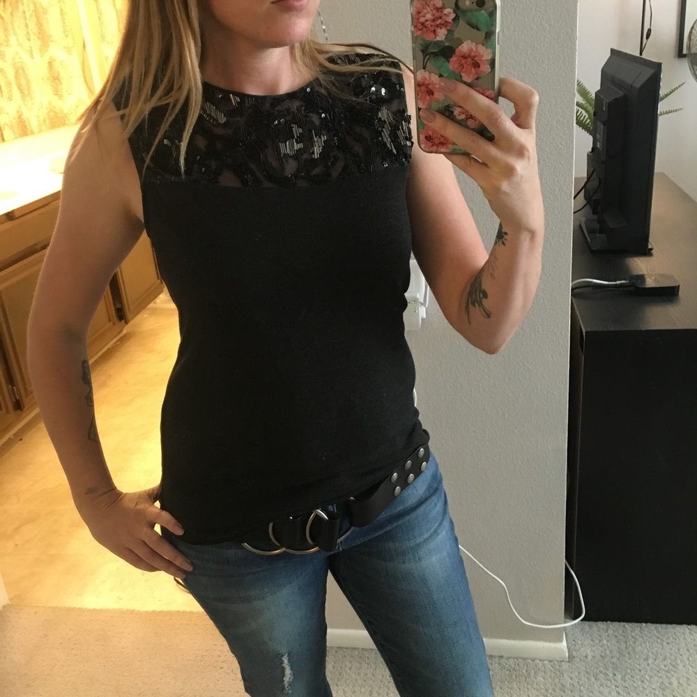 All Saints grey beaded top XS 2 6