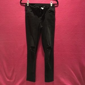 H&M High Waisted Distressed Black Jeans