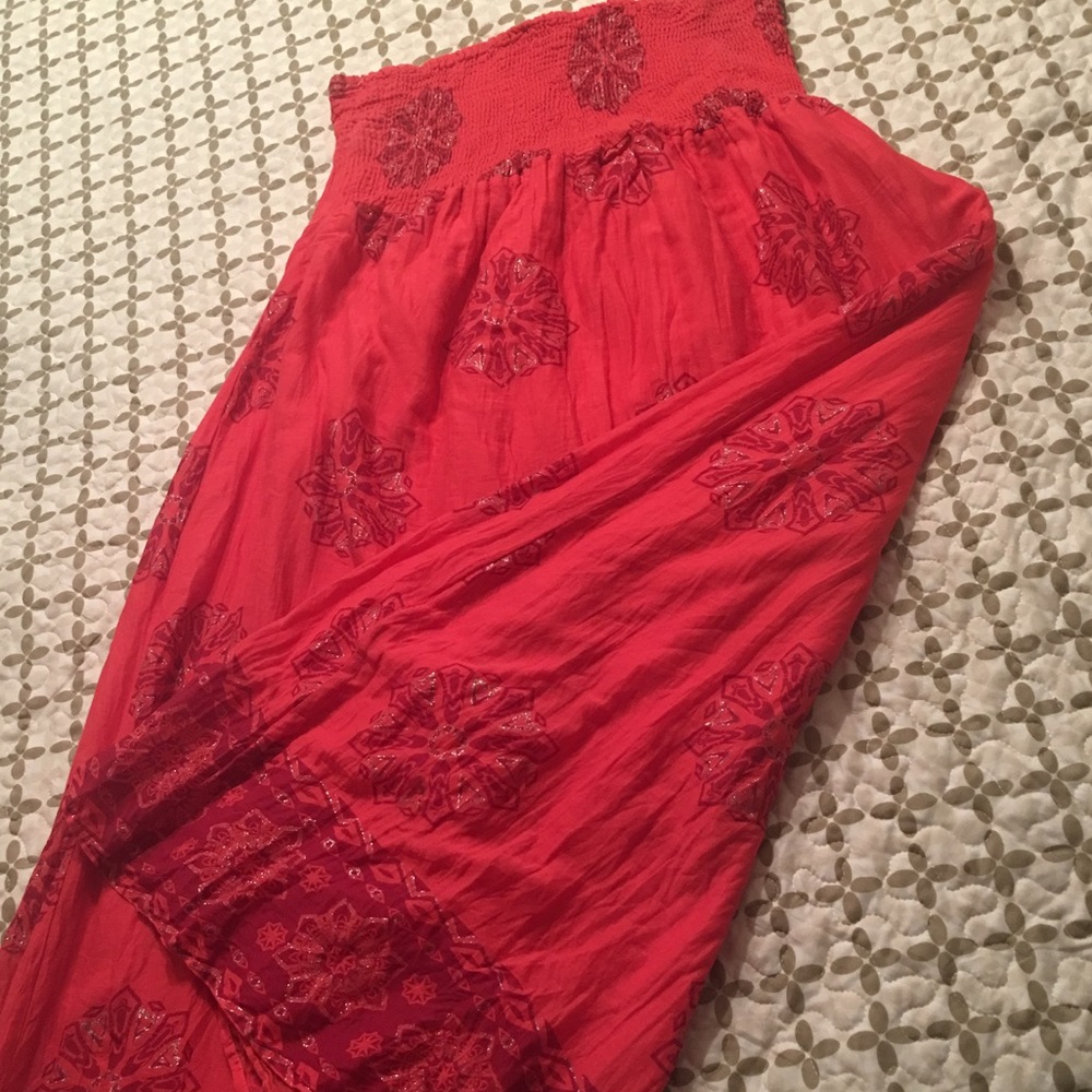 Deep Coral Strapless Maxi