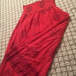 Deep Coral Strapless Maxi