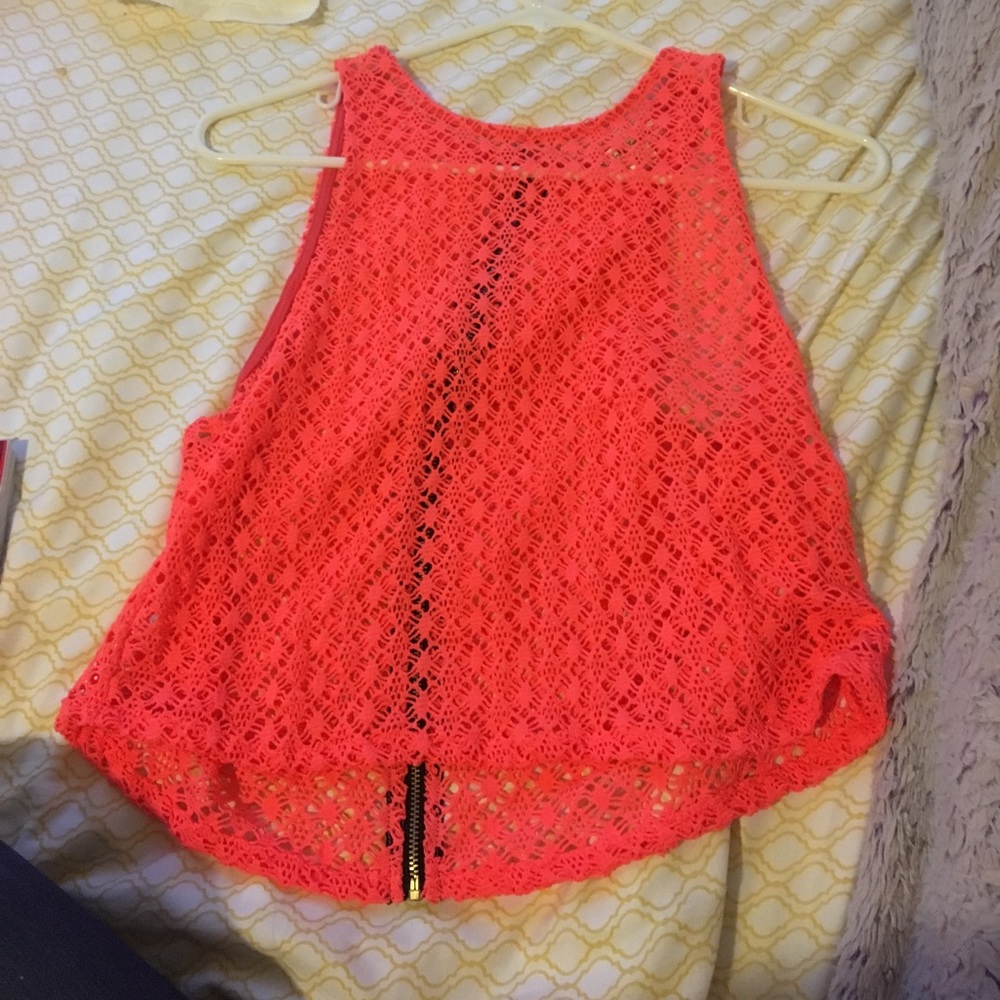 Orange/pink top! see through but cute with cami
