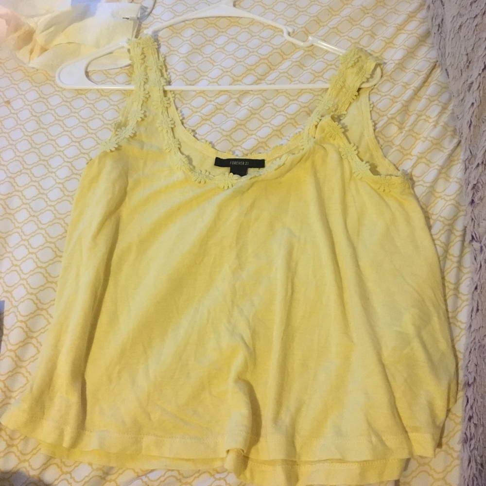 Flower crop top yellow! worn once.