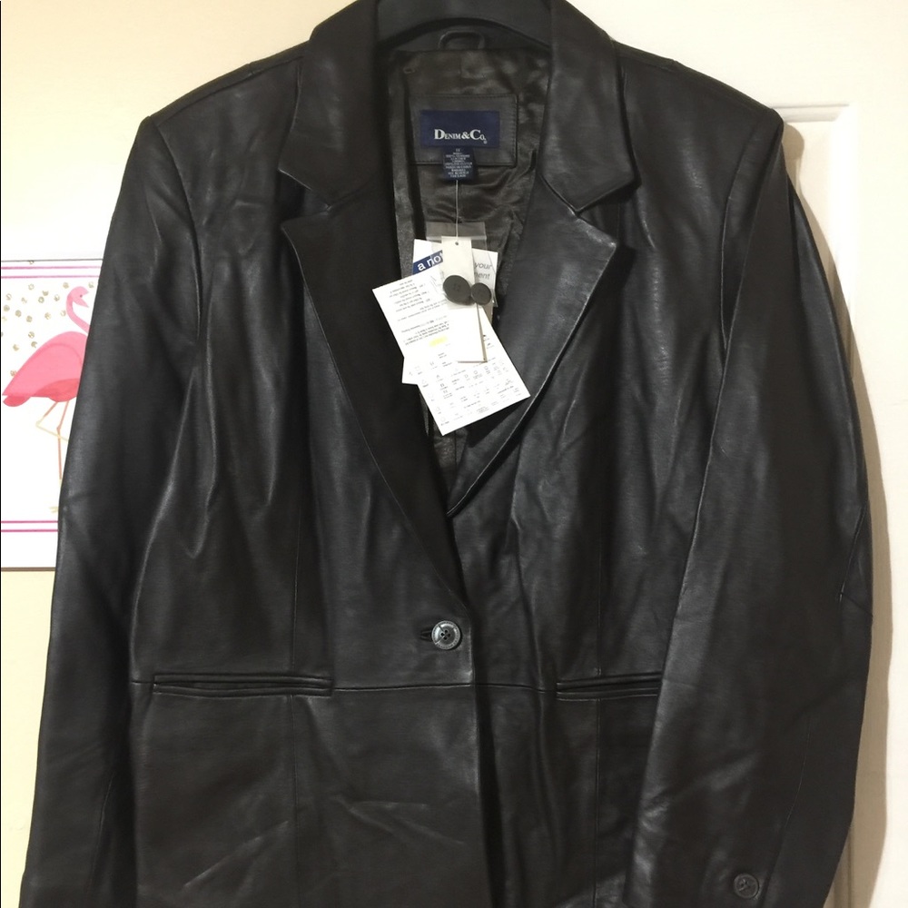 Denim & Co. Leather Blazer. Never worn