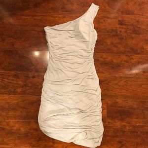H&M | Silver/Grey Ruched One Shoulder Dress