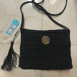 Crossbody weaved black bag