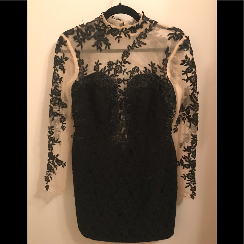 Tadashi shoji black and beige sheer dress!