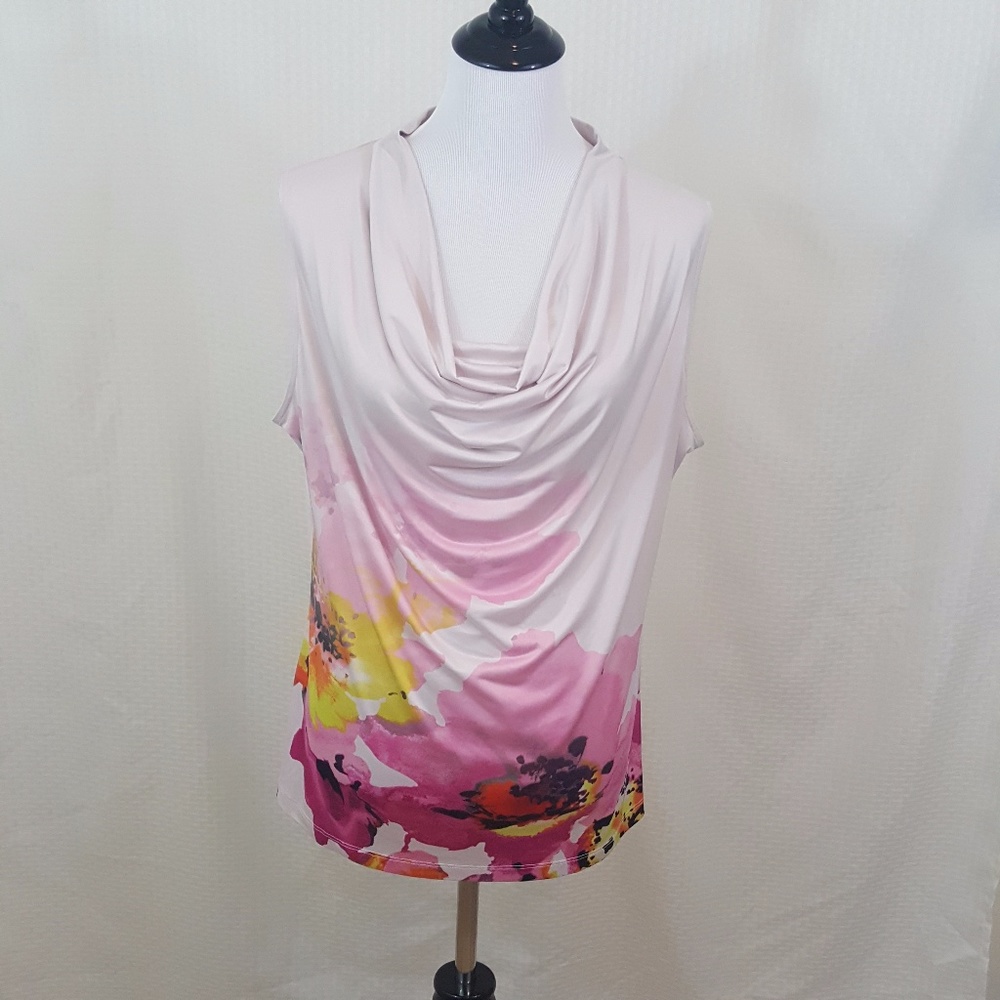 Worthington Floral drape neck shell Blouse