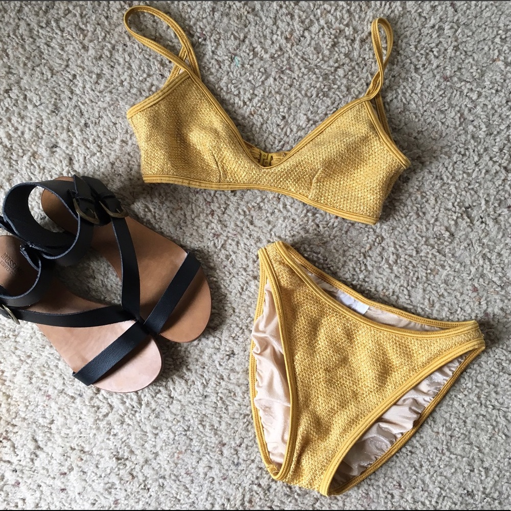 Gottex vintage high cut metallic gold bikini