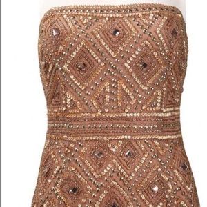 Adrianna Papell Strapless beaded Sequin dress😍