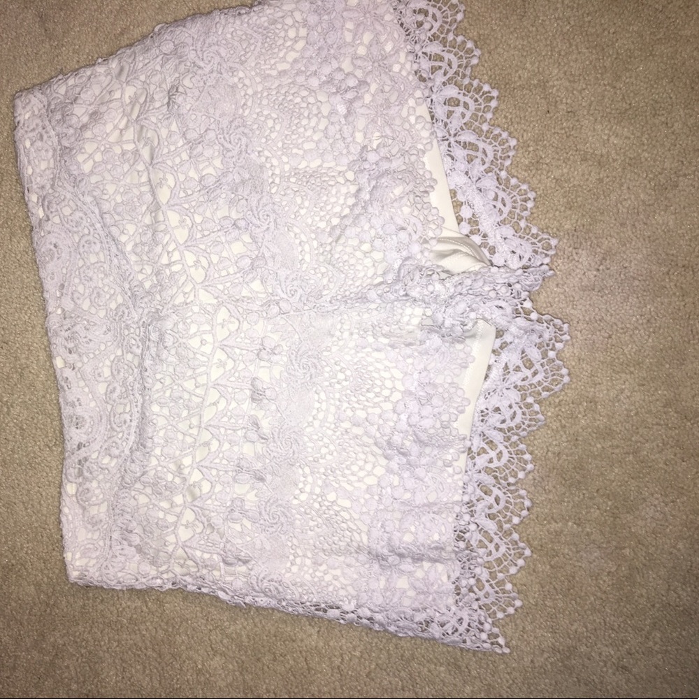 White lace shorts