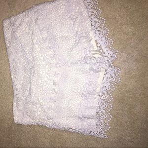 White lace shorts