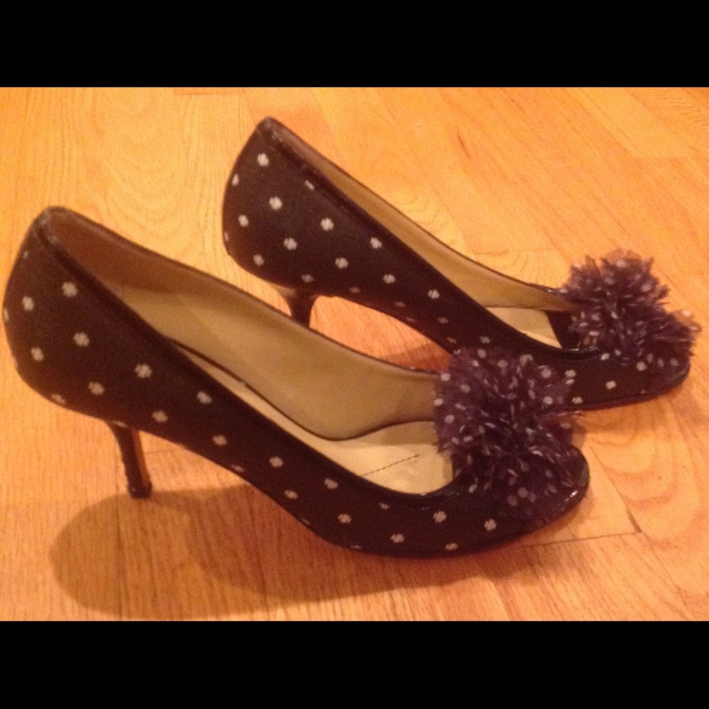 Kate Spade peep toe polka dot heels - size 10