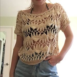 Boho crochet top or swim coverup