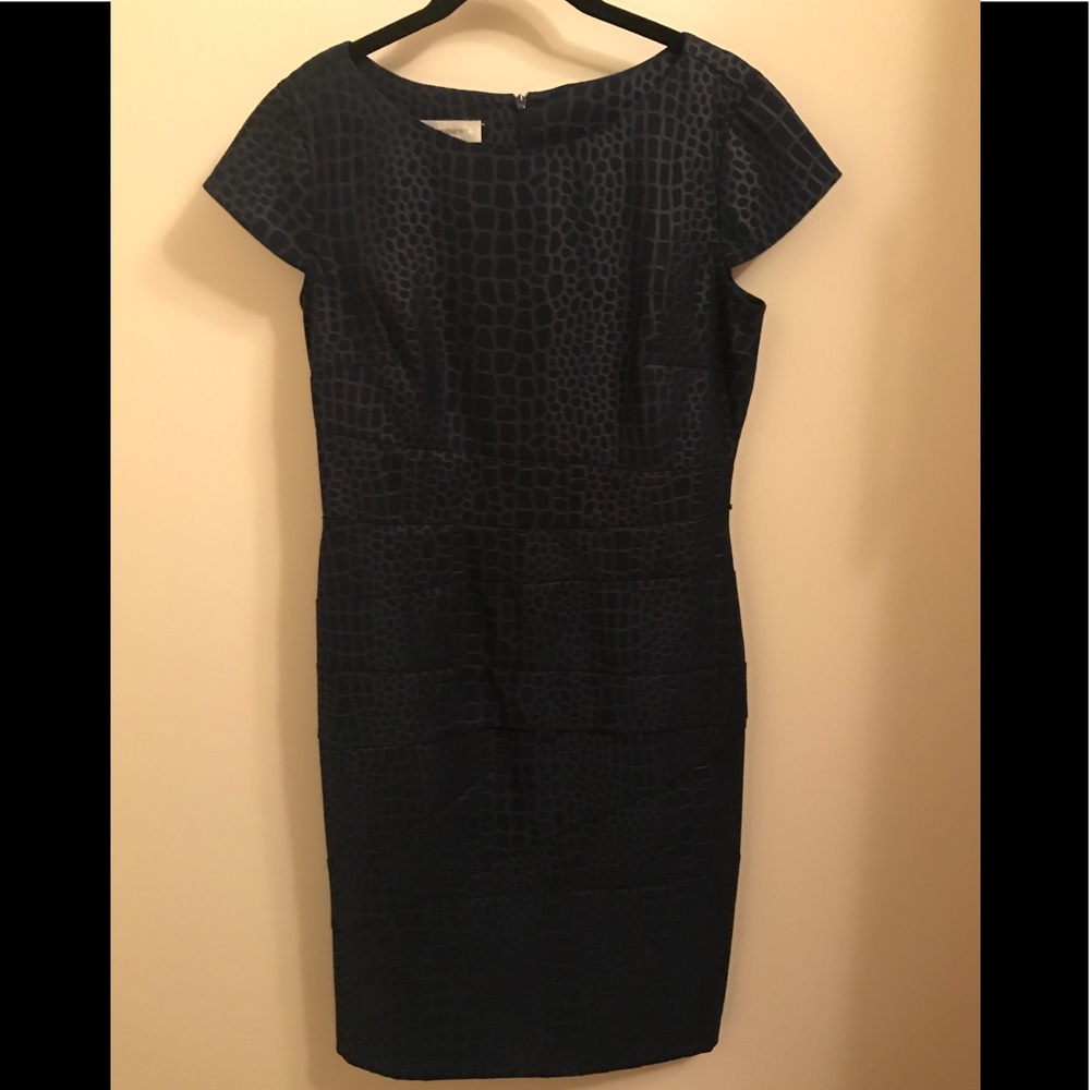 Snake print navy blue knee length dress