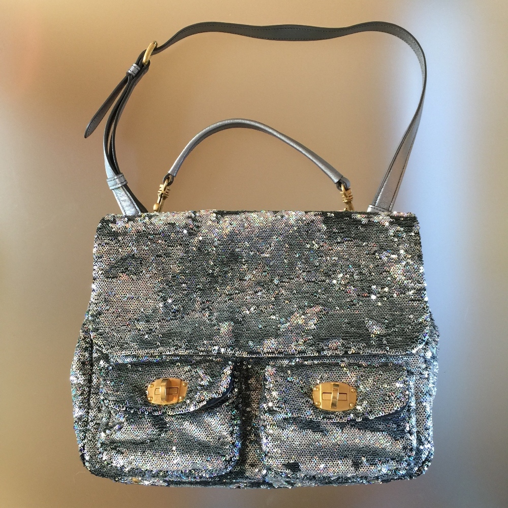 MIU MIU large silver sequin bag