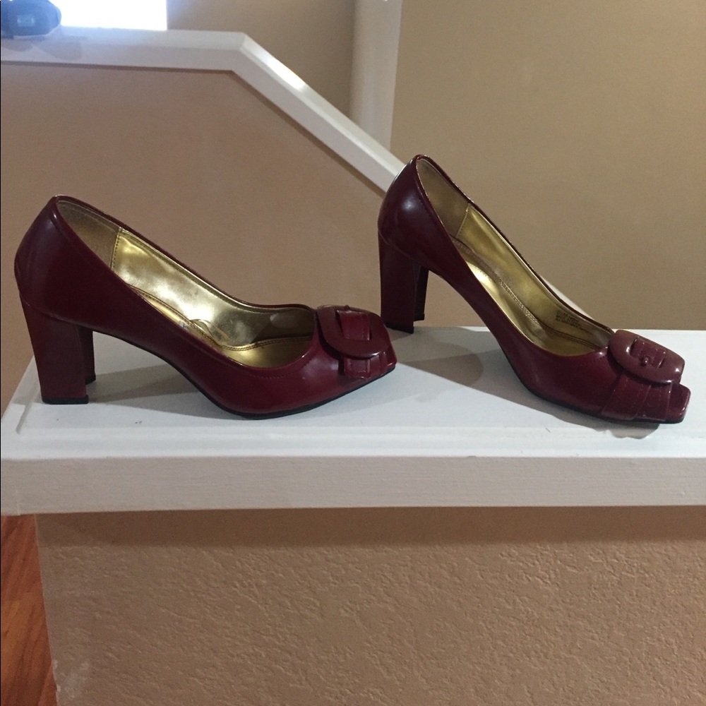 Burgundy block heels