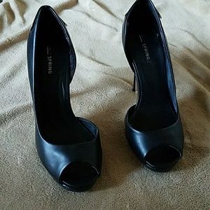 Call it spring  Black open toe heels