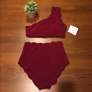 Scalloped two piece bathing suit