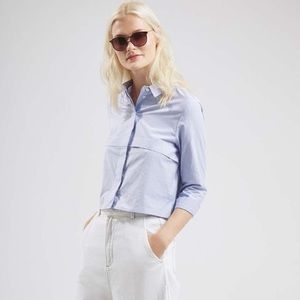 Stripped cropped collar shirt