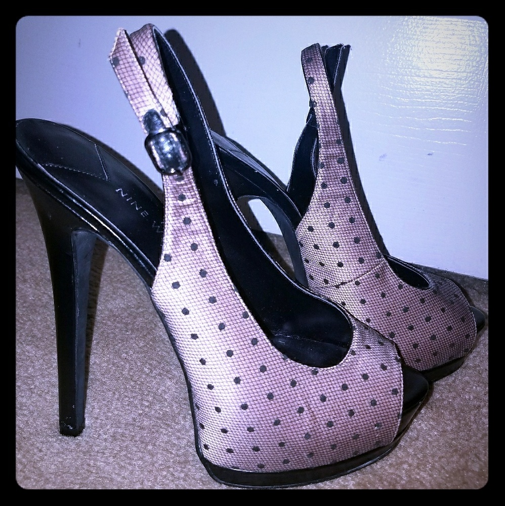Nine West peep toe 6" platform heels
