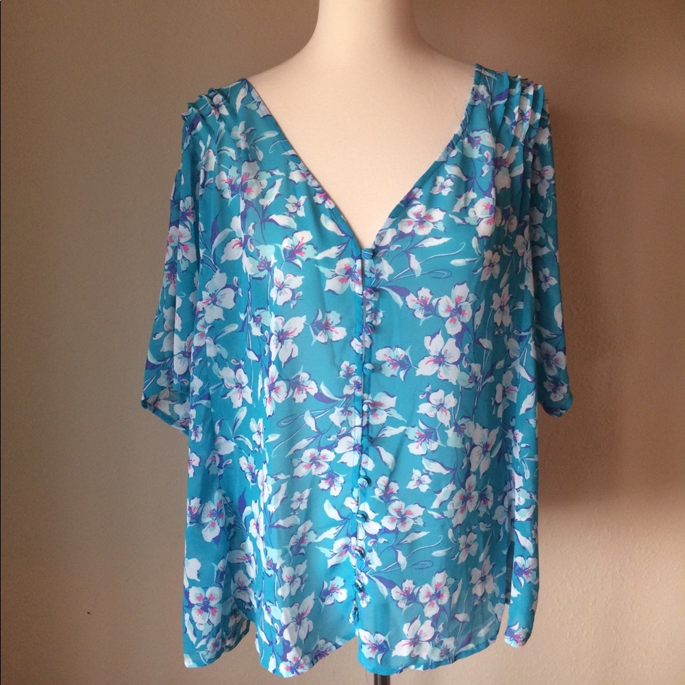 Torrid Sheer Floral Blouse