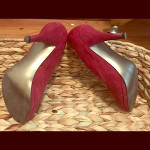 Red suede heels