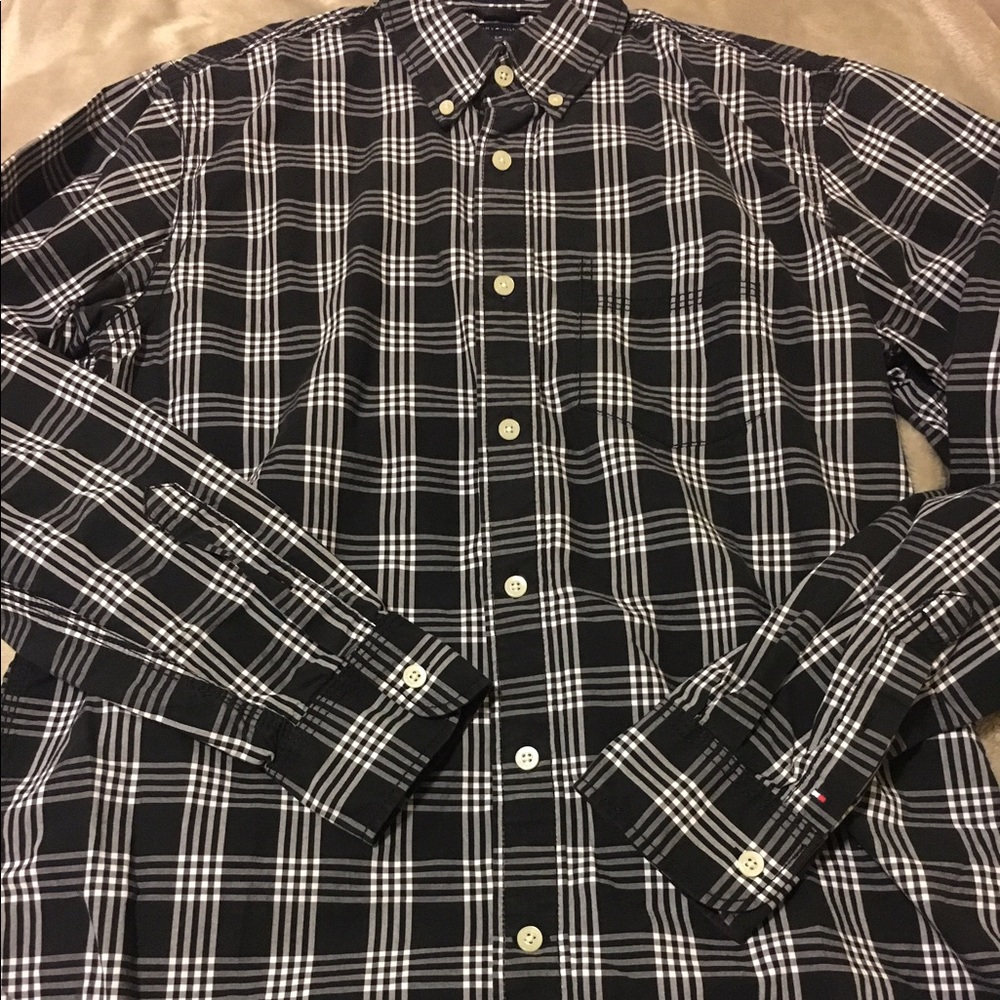 Black and White Plaid Button Down