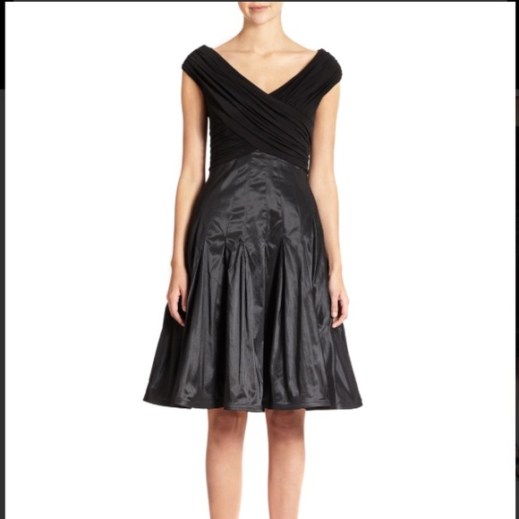 [ Tadashi Shoji ] Taffeta Skirt Dress LBD - Picture 1 of 8